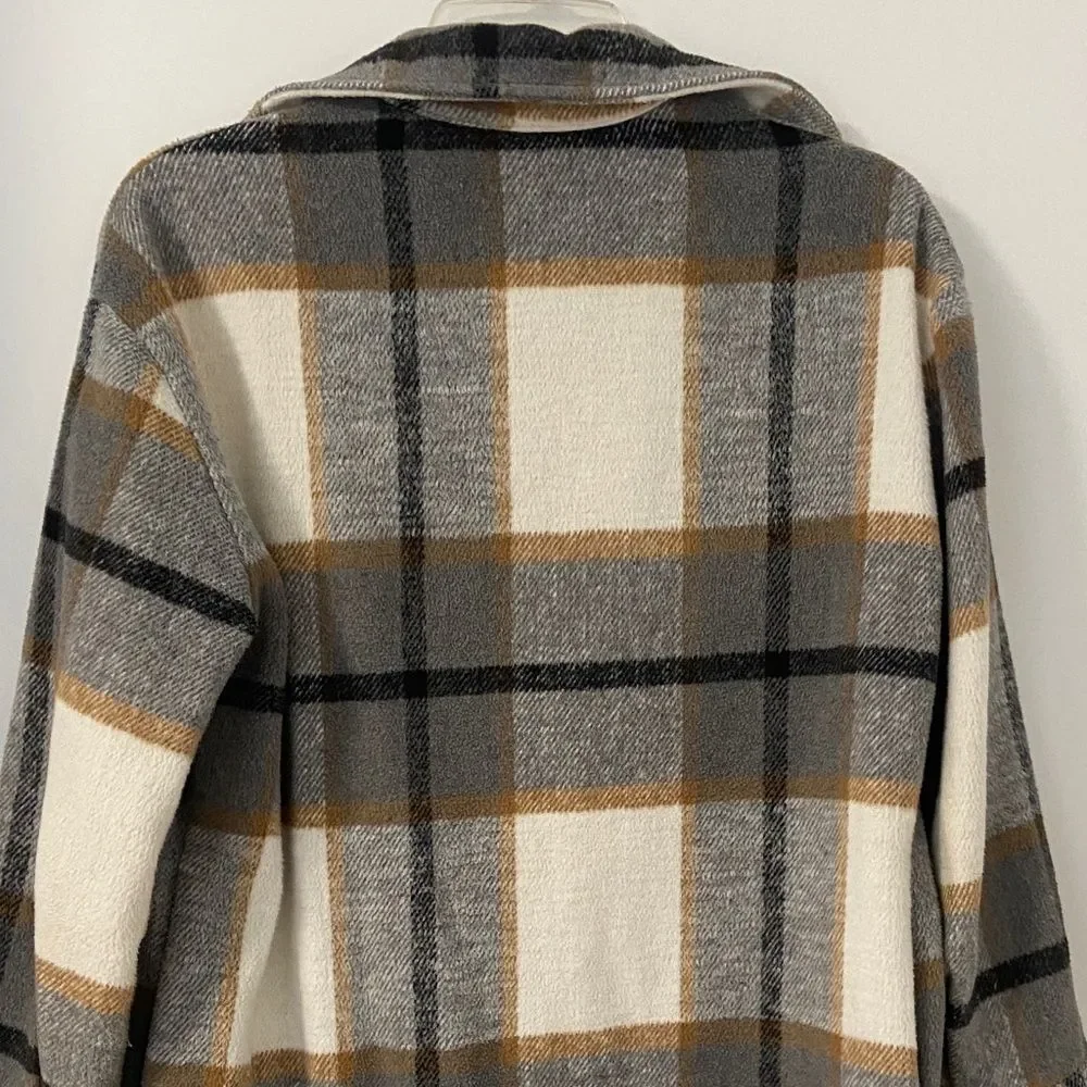Plaid Button-Up Long Shacket - Picture 7 of 9